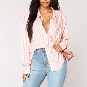 Pink and white pin stripe top